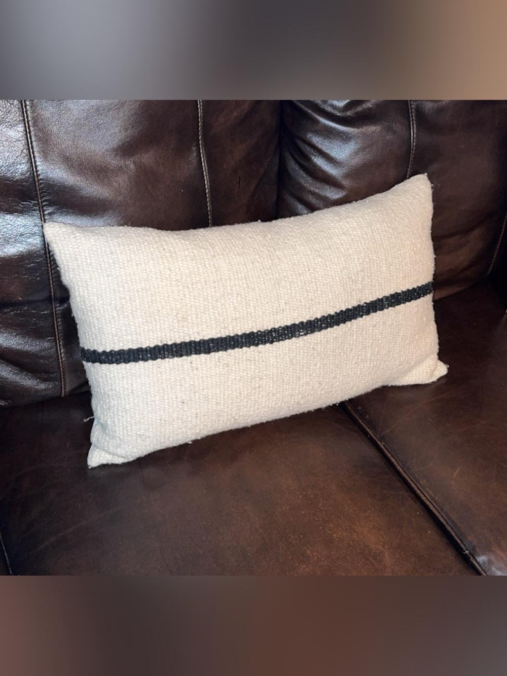 Sien + Co Decorative Throw Accent Pillow Lumbar Shaped 25”x15” 100% Wool